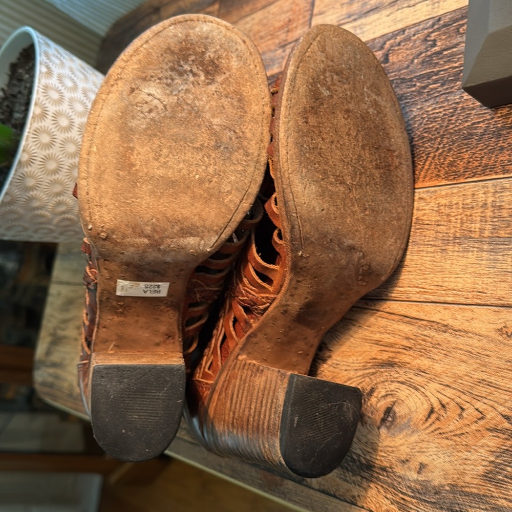 Free Bird Bela Braided Brown Women's Open-Toe Boots size 8 - Picture 9 of 9